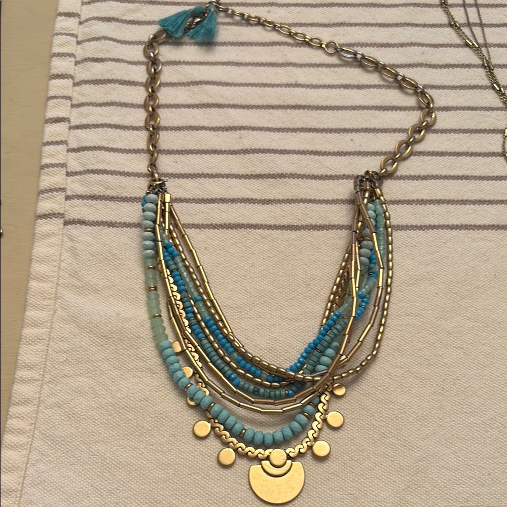 Gold and Blue Layered Necklace